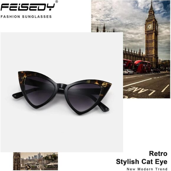 ? Women Black Retro Cat Eye Sunglasses Fashion Cateye Sun Glasses